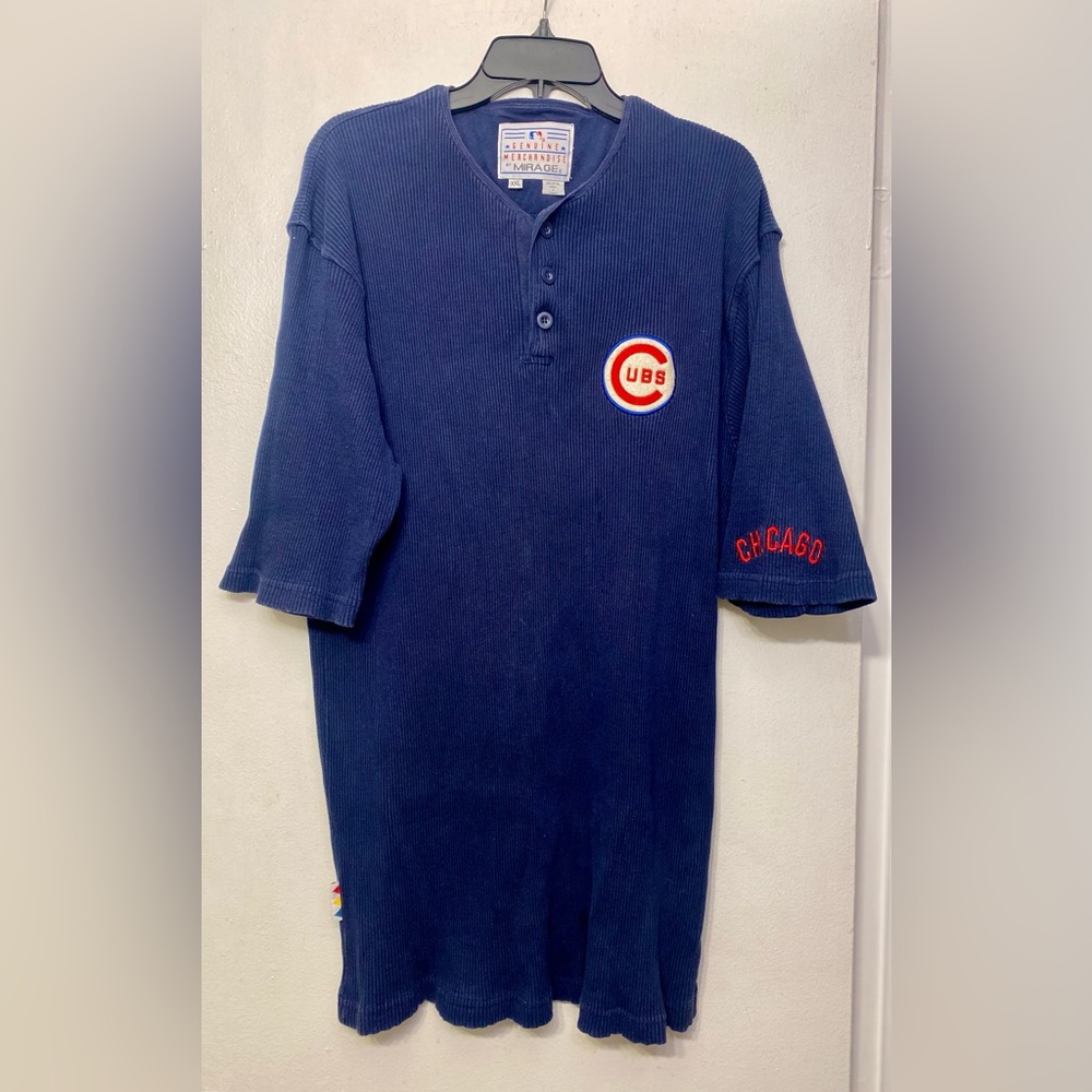 Vintage‎ Mirage Chicago Cubs Henley Ribbed Knit Shirt Jersey Men’s XXL Blue Red